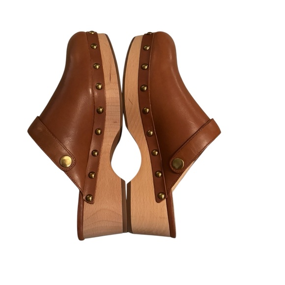 New in box J. Crew wood and leather clogs in rich oak color. - Picture 2 of 4